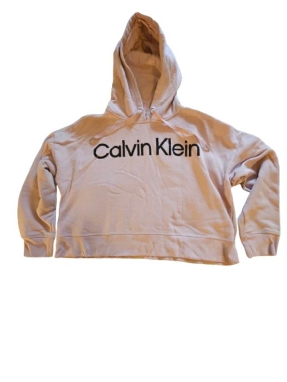 Calvin Klein Performance Xxl Cropped Hoodie Beige Logo Sweatshirt Athleisure